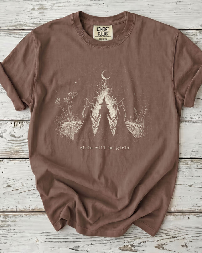 Comfort Colors Witch Girls Will Be Girls Halloween T-Shirt