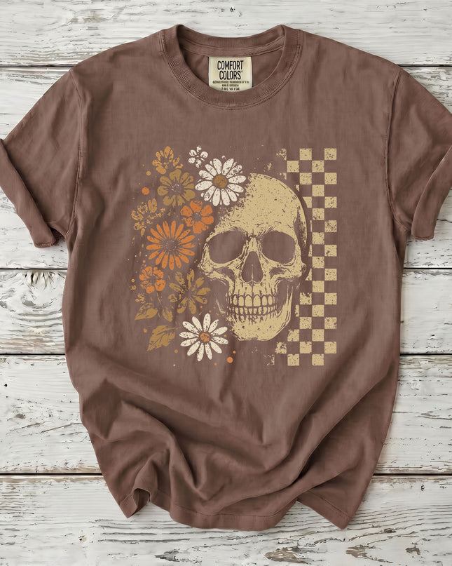 Comfort Colors Vintage Floral Skull Halloween Witchy T-Shirt