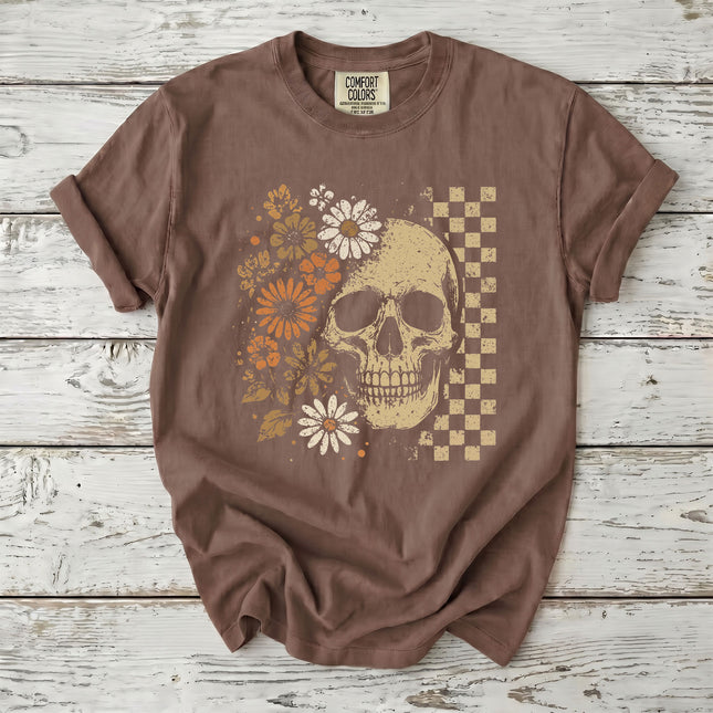 Comfort Colors Vintage Floral Skull Halloween Witchy T-Shirt
