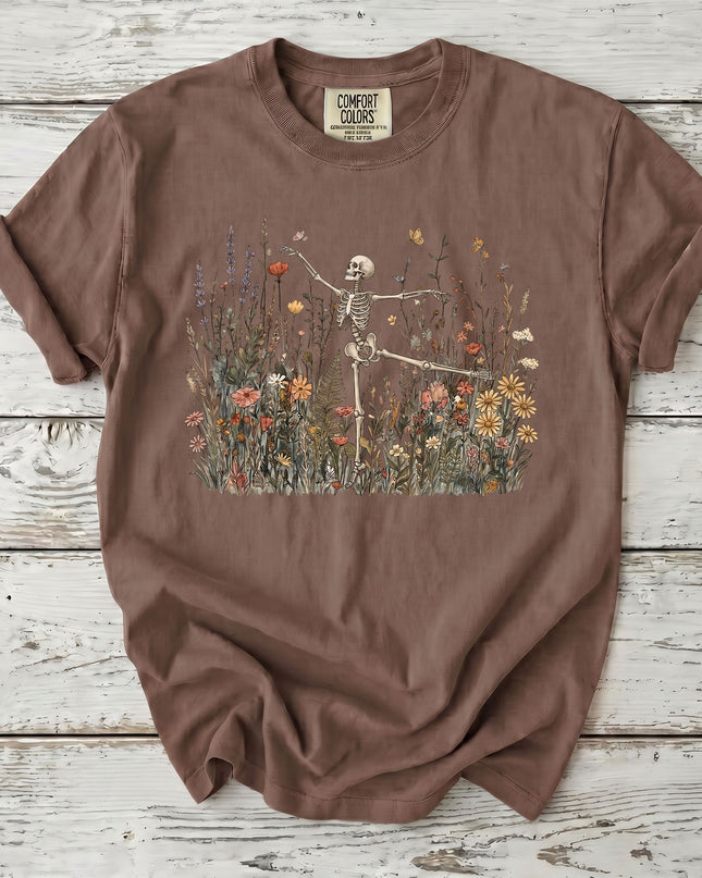 Comfort Colors Boho Floral Skeleton Halloween T-Shirt