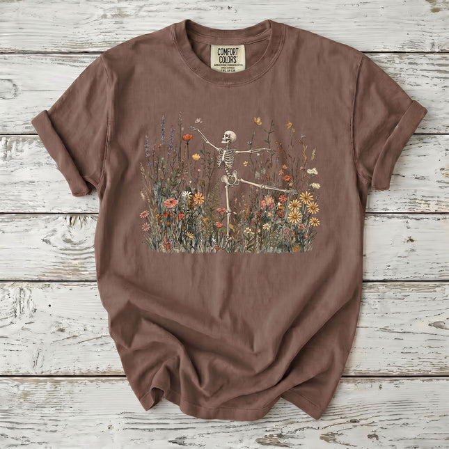 Comfort Colors Boho Floral Skeleton Halloween T-Shirt