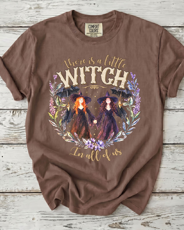 Comfort Colors Little Witch Floral Halloween T-Shirt
