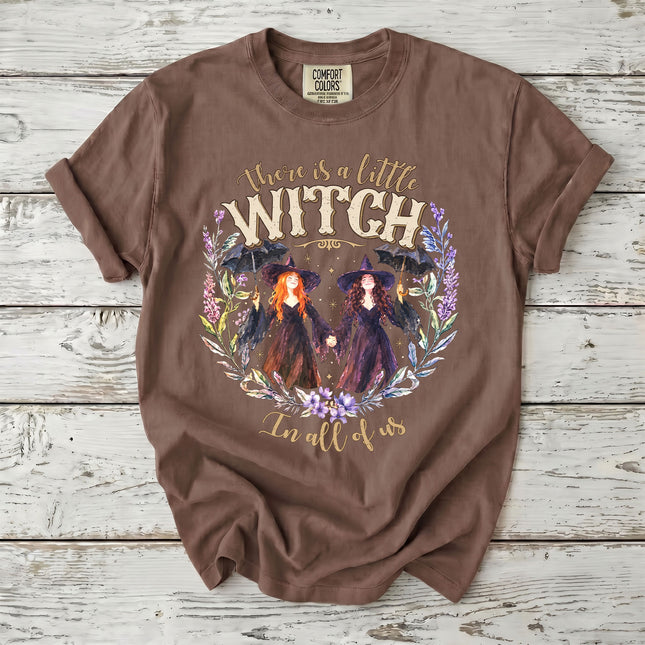 Comfort Colors Little Witch Floral Halloween T-Shirt