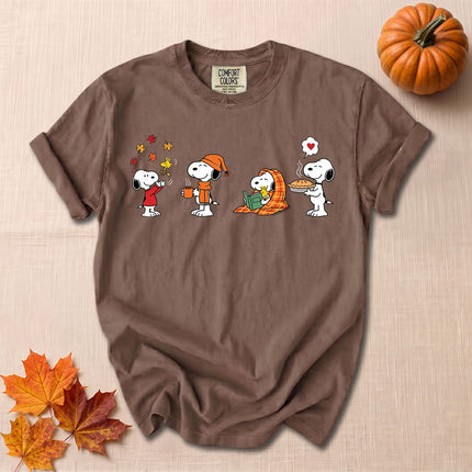 Comfort Colors Fall Autumn Cozy Moments Leaves Reading Pie T-Shirt