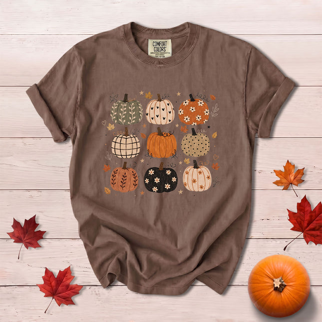 Comfort Colors Fall Autumn Pumpkin Patch Floral Harvest T-Shirt