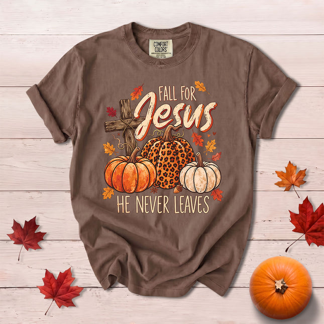 Comfort Colors Fall for Jesus Christian Pumpkin Cross Fall T-Shirt