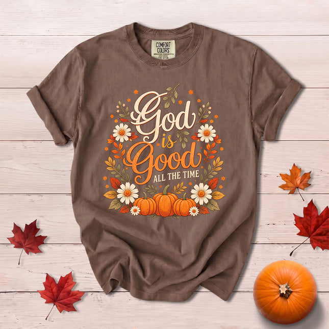 Comfort Colors God Is Good Fall Christian Pumpkin T-Shirt