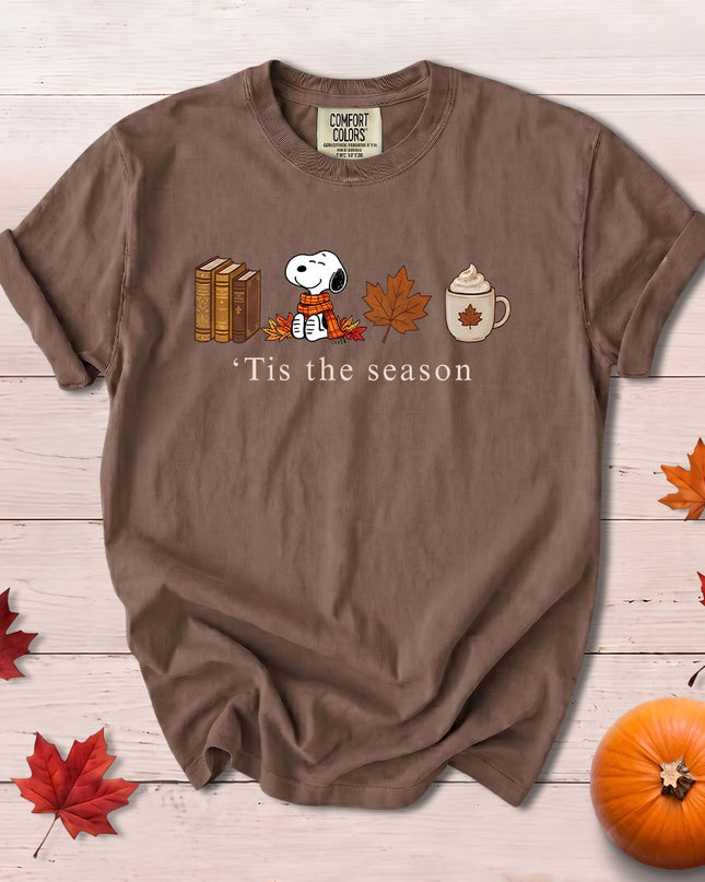 Comfort Colors Fall Autumn Tis The Season Books Coffee Cozy T-Shirt