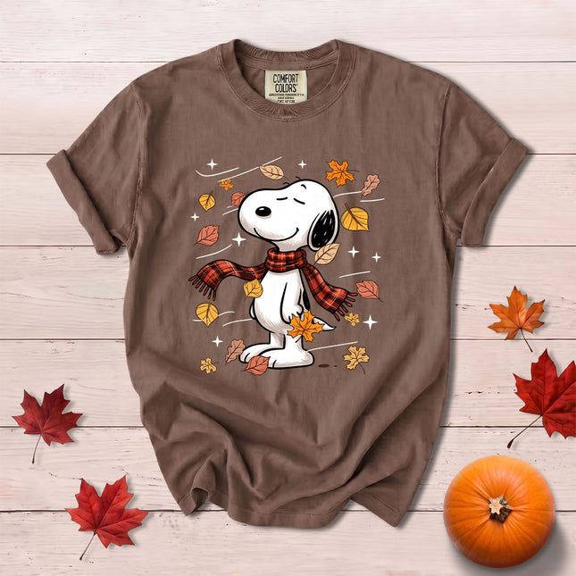 Comfort Colors Fall Autumn Cozy Scarf Maple Leaves Sweater Weather T-Shirt