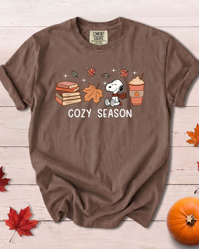 Comfort Colors Fall Reading Shirt Cozy Season Books Coffee Graphic T-Shirt