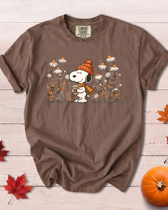 Comfort Colors Fall Floral Shirt Autumn Wildflower Coffee Graphic T-Shirt