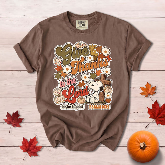 Comfort Colors Give Thanks to the Lord Psalm 107 1 Fall Christian T-Shirt