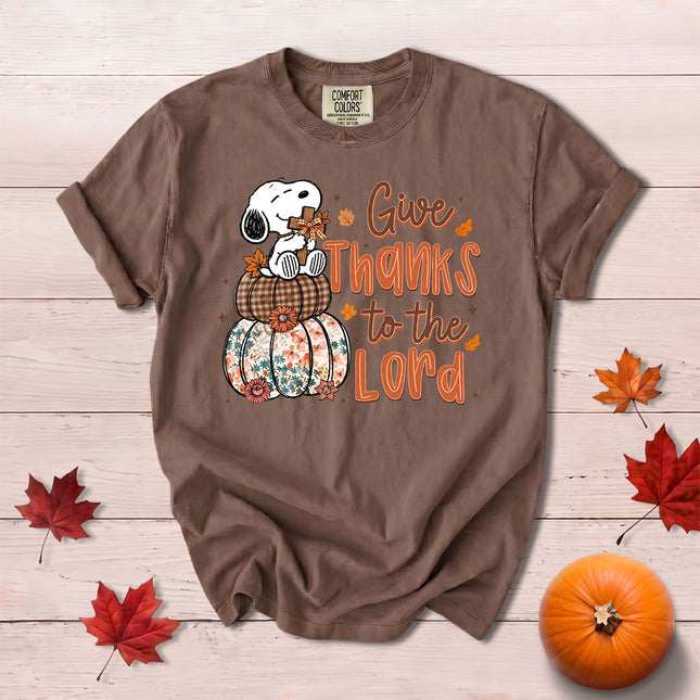 Comfort Colors Give Thanks to the Lord Floral Pumpkin Fall Christian T-Shirt