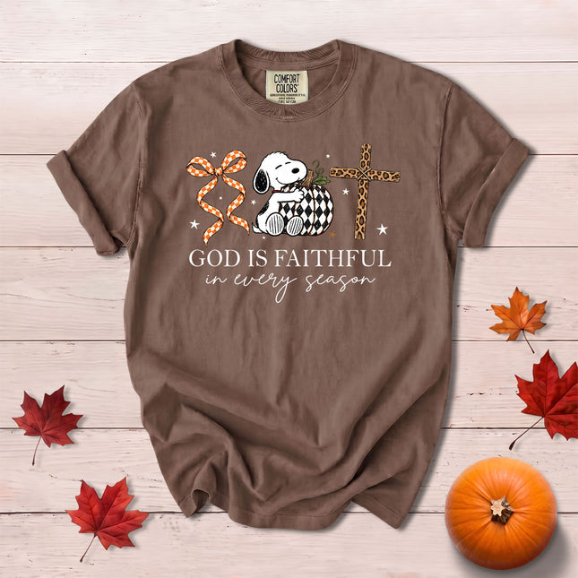 Comfort Colors God Is Faithful Fall Christian Pumpkin Cross T-Shirt