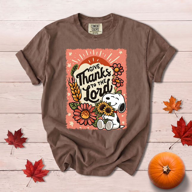 Comfort Colors Give Thanks to the Lord Fall Floral Harvest Christian T-Shirt
