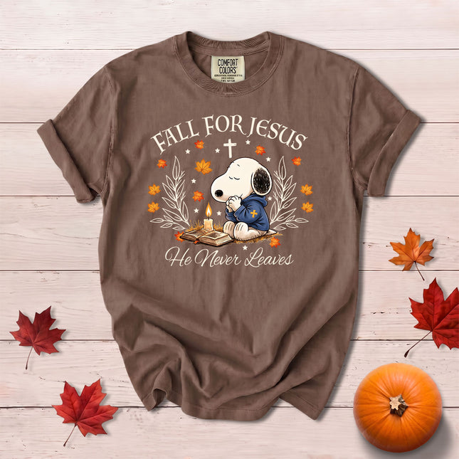 Comfort Colors Fall for Jesus He Never Leaves Prayer Fall T-Shirt