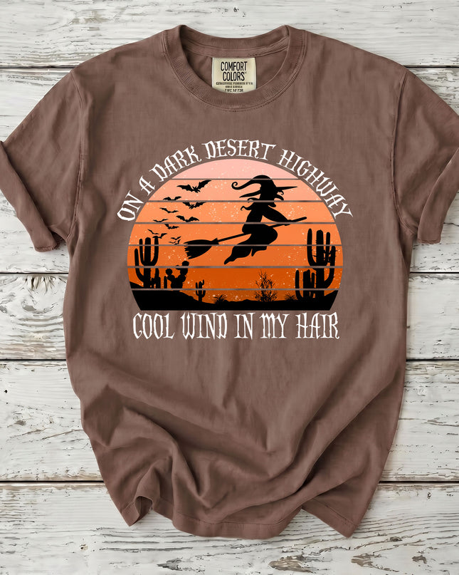 Comfort Colors Desert Witch Halloween Sunset Graphic T-Shirt