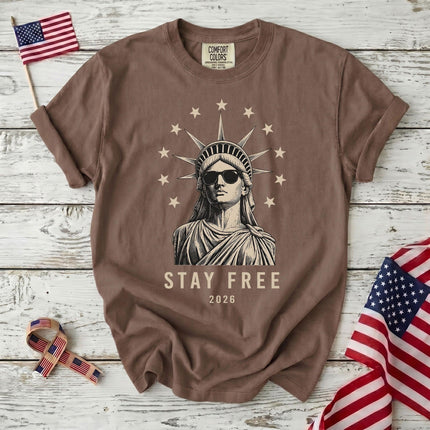 Comfort Colors Stay Free 2026 250th Anniversary USA Sunglasses Statue T-Shirt