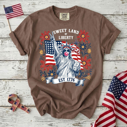 Comfort Colors Sweet Land Of Liberty EST 1776 Bubblegum Statue 250th Anniversary USA T-Shirt