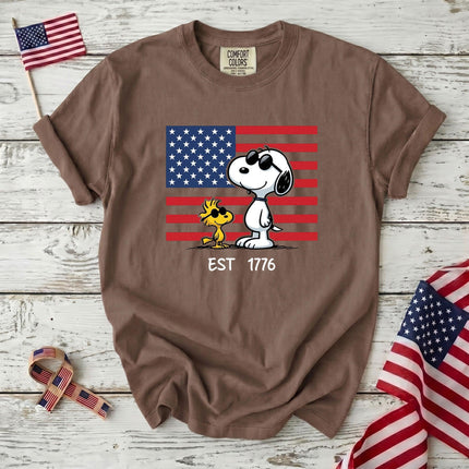 Comfort Colors EST 1776 250th Anniversary USA Sunglasses Dog Flag T-Shirt