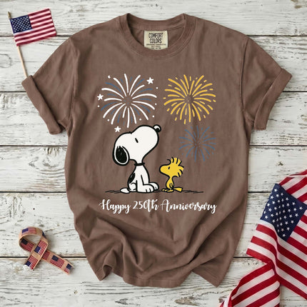 Comfort Colors Happy 250th Anniversary USA Fireworks Watching Dog T-Shirt