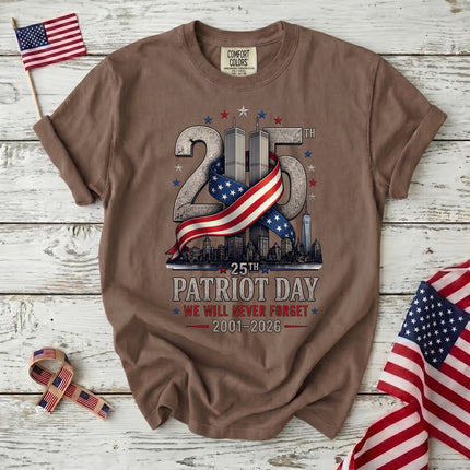 Comfort Colors 25th Anniversary Patriot Day 911 American Flag Twin Towers T-Shirt