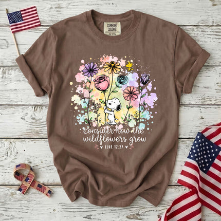 Comfort Colors Consider How the Wildflowers Grow Bible Verse T-Shirt