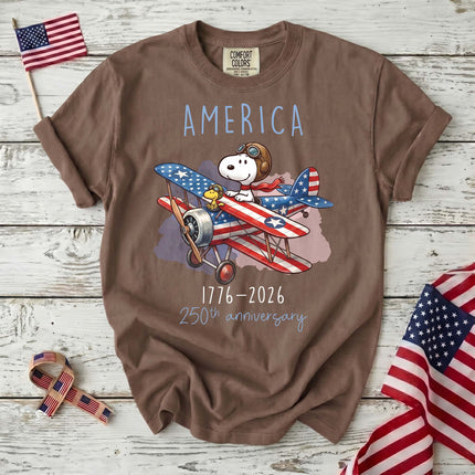 ESPRESSO_6042d7a0-e7bd-4595-928a-1ee25a63714b - AuraNations - Comfort Colors America 1776-2026 250th Anniversary Patriotic Airplane Dog T-Shirt - Expresso / S - 250TH ANNIVERSARY, ALL, COMFORT COLORS, NO CUSTOM, PRODUCTS, SNPY, TSHIRT