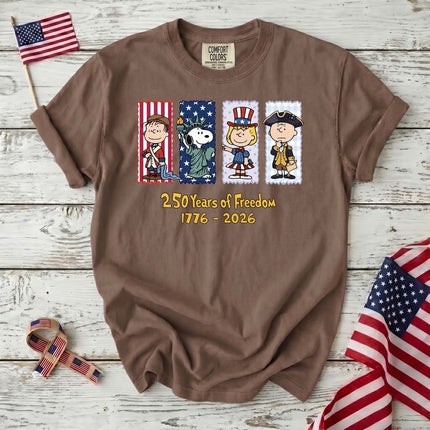 ESPRESSO_7a7f6238-5999-41e5-90ab-1aa9f9747d88 - AuraNations - Comfort Colors 250 Years Of Freedom 1776-2026 Patriotic Panels T-Shirt - Expresso / S - 250TH ANNIVERSARY, ALL, COMFORT COLORS, NO CUSTOM, PRODUCTS, SNPY, TSHIRT