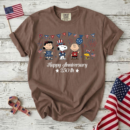 Comfort Colors Happy 250th Anniversary USA Patriotic Bunting Squad T-Shirt