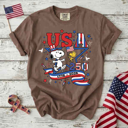 Comfort Colors USA 250 Years 1776-2026 Patriotic Star Dog T-Shirt