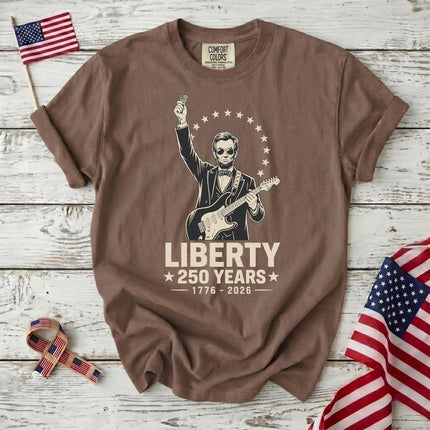 Comfort Colors Liberty 250 Years Rocking Abraham Lincoln Guitar T-Shirt