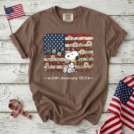 Comfort Colors 250th Anniversary USA Daisy Flag Dog T-Shirt