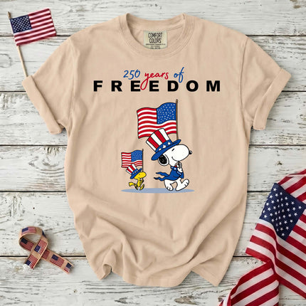 ESPRESSO_c2e5dec2-8918-4104-a6b5-1da4d79c0c03 - AuraNations - Comfort Colors 250 Years Of Freedom Patriotic Waving Flags Dog T-Shirt - Blue Jean / S - 250TH ANNIVERSARY, ALL, COMFORT COLORS, NO CUSTOM, PRODUCTS, SNPY, TSHIRT