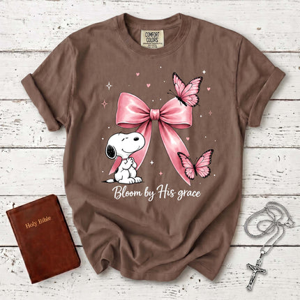 Comfort Colors Bloom by His Grace Butterfly Bow Christian T-Shirt