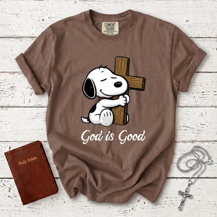Comfort Colors God Is Good Wooden Cross Christian T-Shirt