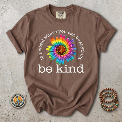 Comfort Colors Be Kind Tie Dye Flower Peace Hippie T-Shirt