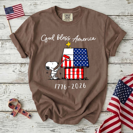 Comfort Colors 250th Anniversary USA God Bless America Flag Painting Dog T-Shirt