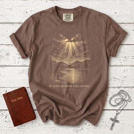 Comfort Colors Psalm 23 He Leads Me Beside Still Waters Christian T-Shirt