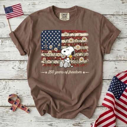 Comfort Colors 250 Years Of Freedom Daisies Patriotic Dog T-Shirt