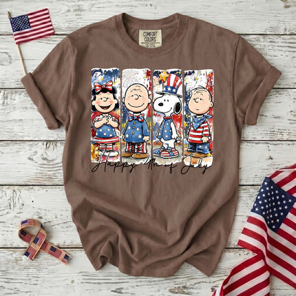Comfort Colors Happy 4th Of July Red White Blue Panel Friends T-Shirt