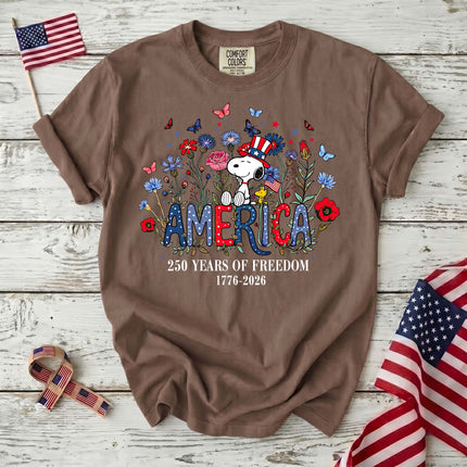 Comfort Colors Floral America 250 Years Of Freedom T-Shirt