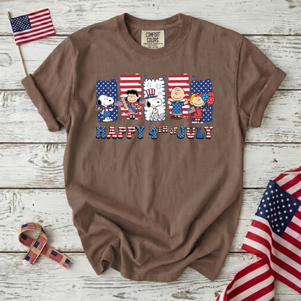 Comfort Colors Happy 4th Of July Red White Blue Stripes Panels T-Shirt