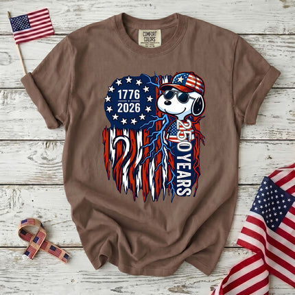 Comfort Colors 1776-2026 250 Years Cool Dog Lightning Flag T-Shirt