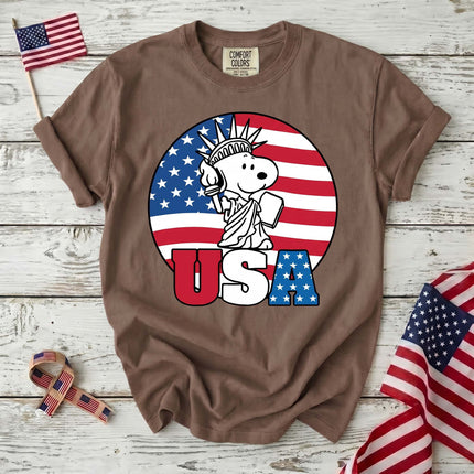 Comfort Colors USA Statue Of Liberty Patriotic Dog Circle T-Shirt