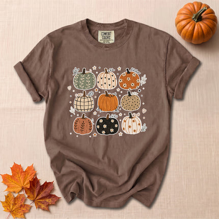 Comfort Colors Fall Pumpkin Shirt Cute Patterned Pumpkins T-Shirt