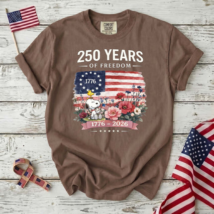 Comfort Colors 250 Years Of Freedom 1776-2026 Patriotic Floral Dog T-Shirt
