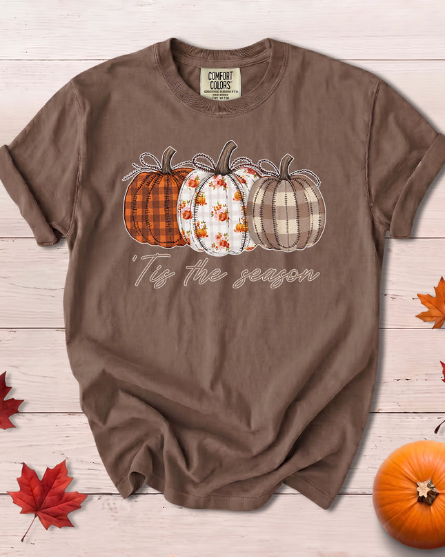 Comfort Colors Fall Pumpkin Shirt Plaid Floral T-Shirt