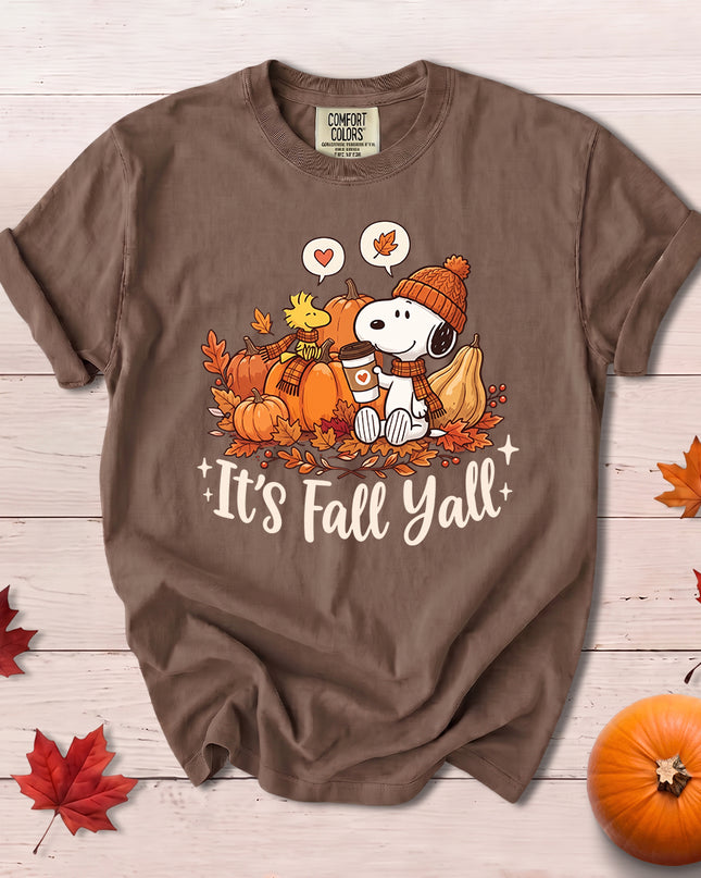 Comfort Colors Fall Pumpkin Shirt Its Fall Yall Cozy Autumn Graphic T-Shirt