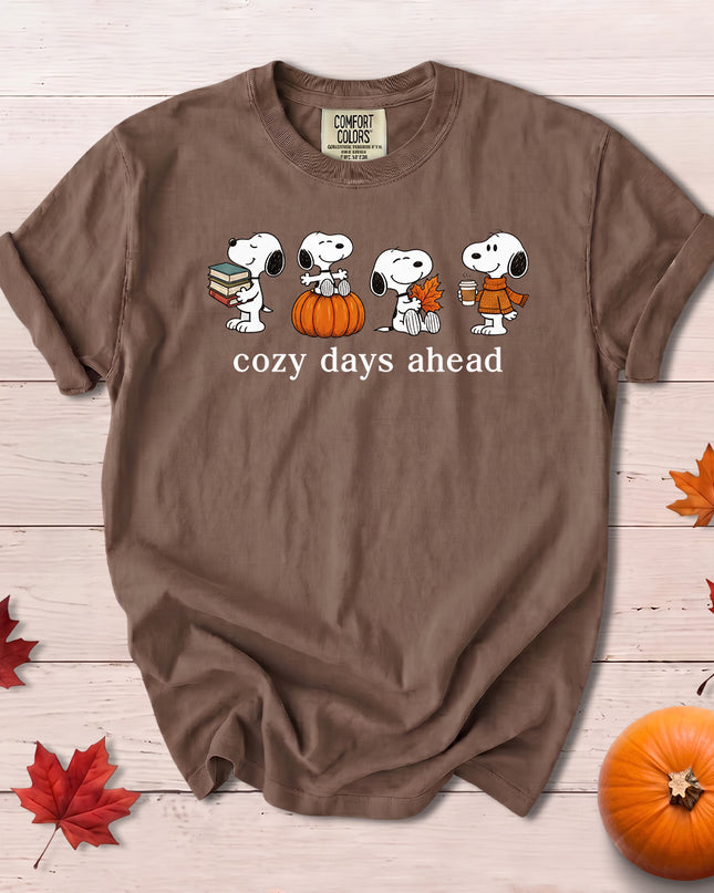 Comfort Colors Cozy Days Ahead Fall Shirt Books Pumpkin Graphic T-Shirt